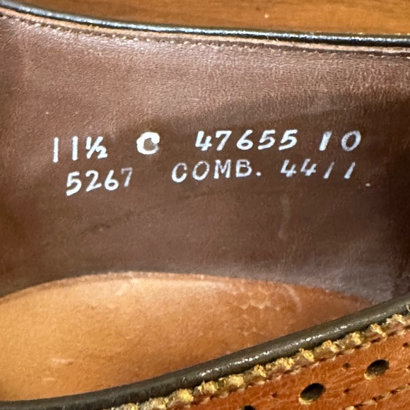 🌟2xHP🌟VTG 1980s-90s Allen Edmonds Walnut Brown Leather Sanford Wing Tip Oxford - Picture 10 of 13